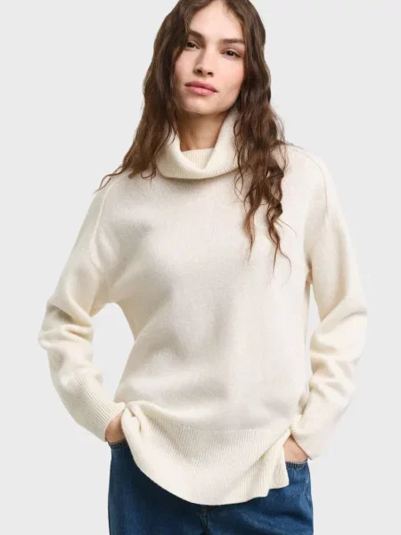 Шерстяной свитер Gant в елочку белый