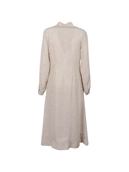 Rochie midi Crida de mătase cu buline alb