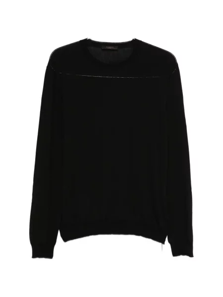 Pulover Zanone cu decolteu rotund lung negru