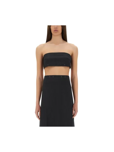 Top Paloma Wool wełniany w paski bez ramiączek czarny