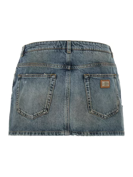 Haftowana spódnica mini Dolce And Gabbana niebieska