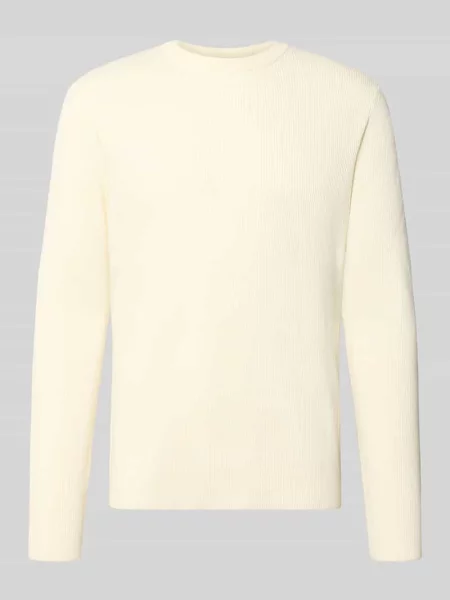 Sweter z dzianiny o kroju relaxed fit z okrągłym dekoltem Lindbergh biały