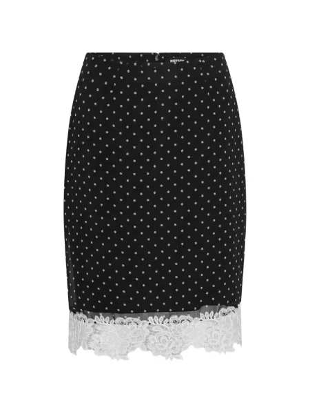 Fustă midi Rotate Birger Christensen cu model floral cu imagine din dantelă negru