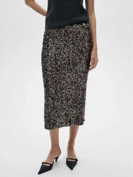 Спідниця міді MANGO коричневий