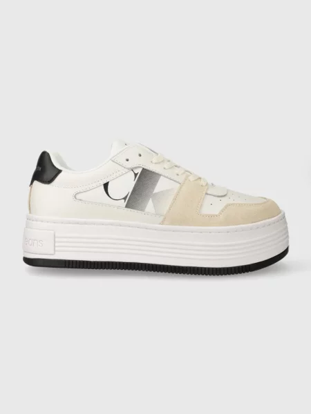 Маратонки Calvin Klein Jeans BOLD FLATF LOW LACE MIX NBS SAT бяло