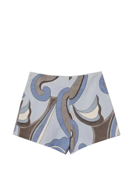 Pantaloni scurți Reformation de in cu imagine cu imprimeu abstract albastru