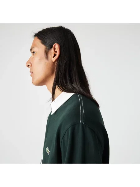 Lacoste Koszulka Rugby Z Długim Rękawem Z Nadrukiem Relaxed Fit zielona