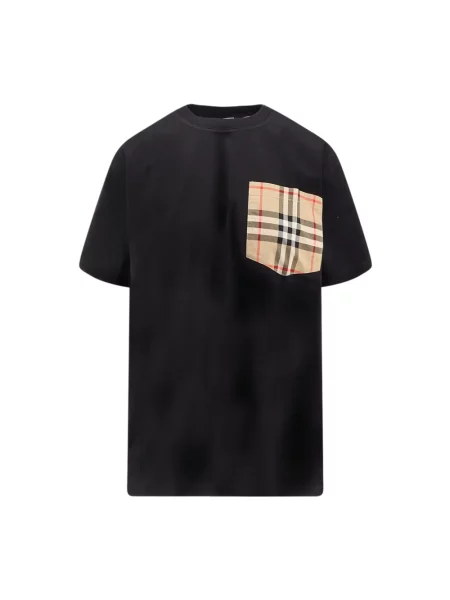 Koszulka Burberry w kratę z okrągłym dekoltem czarna