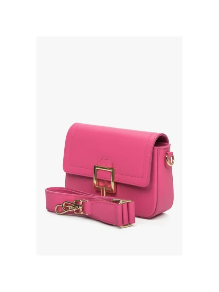 Сумка седл шкіряна Estro рожева