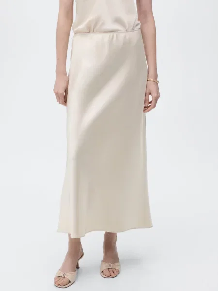 Спідниця міді MANGO бежевий