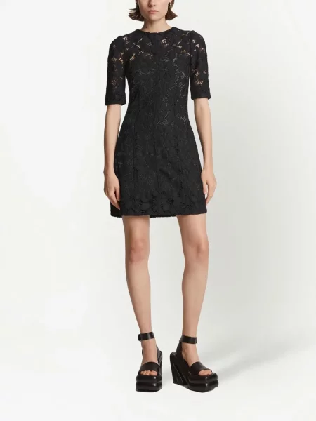 Květinové krajkové oblekové mini šaty Proenza Schouler černé