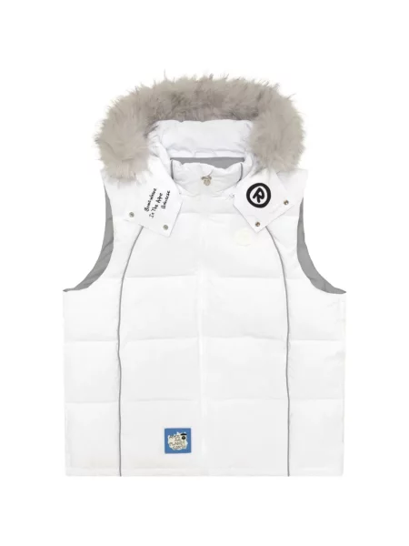 Kamizelka Aape By A Bathing Ape z futerkiem z futrzanym wykończeniem biała