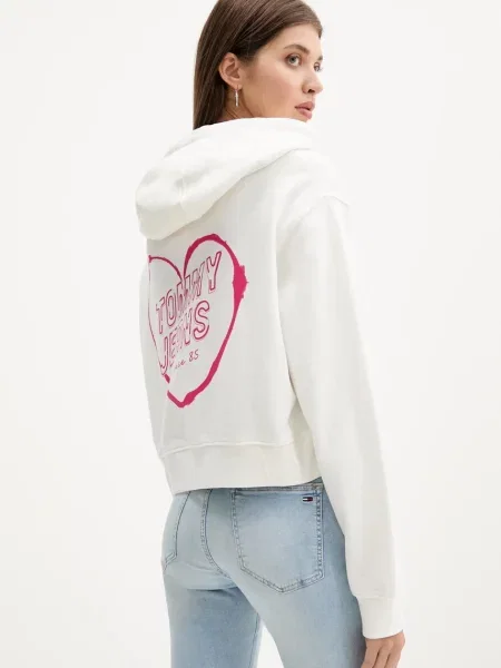 Bluza z kapturem Tommy Jeans z kapturem biała