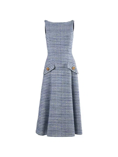 Rochie midi Carolina Herrera din tweed în linie A albastru