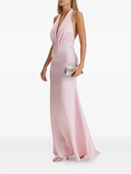 Rochie Il Volo drapată cu gât halter de costum roz