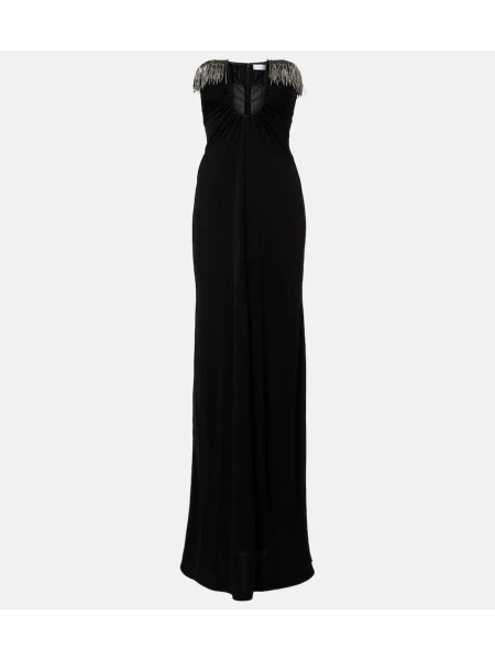 Rochie maxi Christopher Esber din jerseu de costum negru