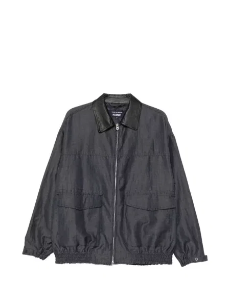 Gulerat geanta de piele Comme Des Garçons Homme cu model herringbone gri