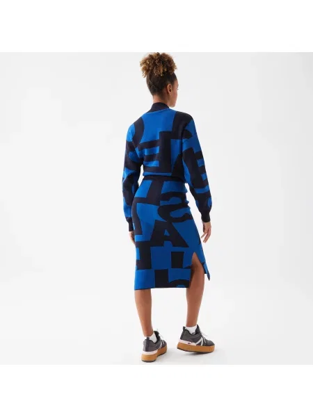 Lacoste Spódnica Ze Wzorem Slim Fit niebieska