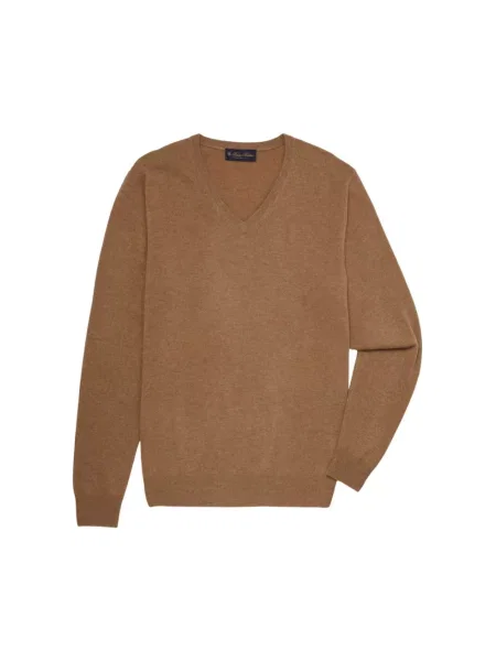 Sweter Brooks Brothers z kaszmiru brązowy