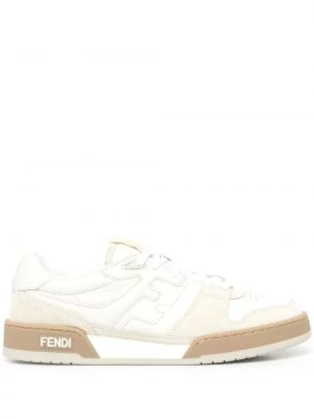 Sneakerși Fendi din piele de căprioară alb