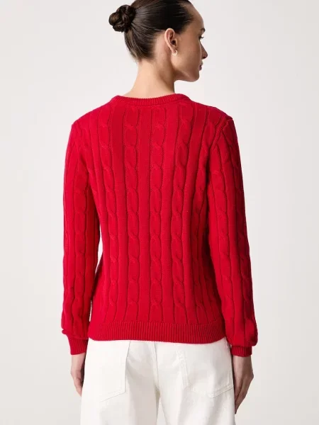 U.S. Polo Assn. sweter CREW NECK CABLE czerwony