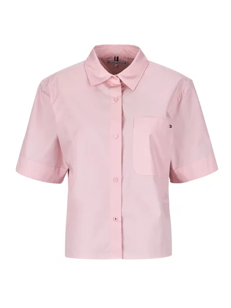 Cămașă Tommy Hilfiger din poplin roz