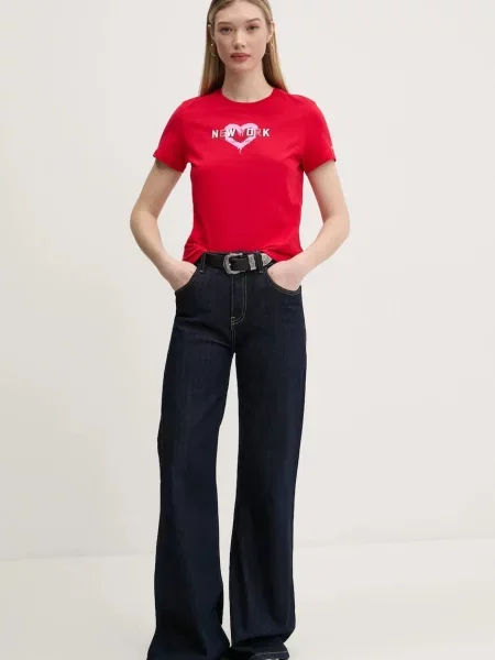 Kratka majica Tommy Jeans rdeča
