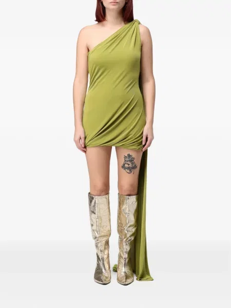 Rochie mini Eleh drapată cu un umăr gol verde