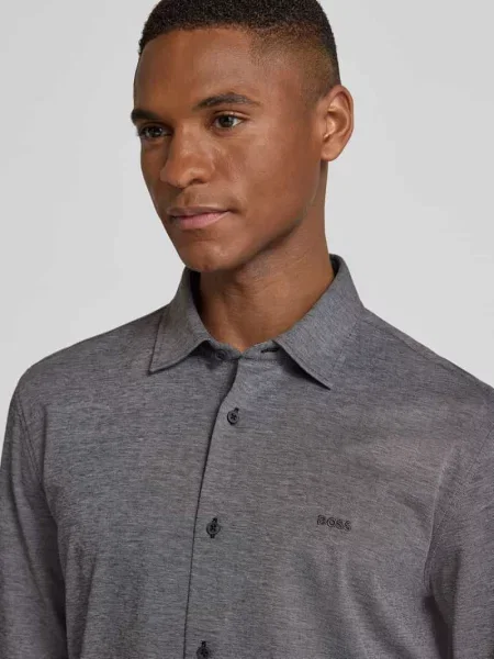 Koszula casualowa o kroju slim fit z czystej bawełny model Boss Orange szara