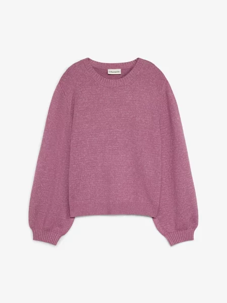 Sweter z grubej dzianiny z domieszką wełny fioletowy