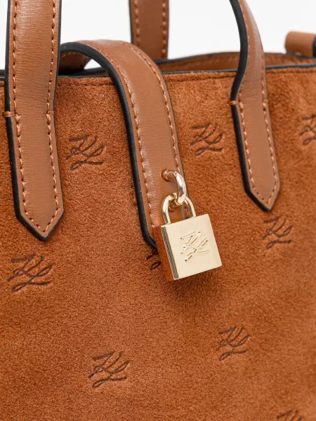 Замшевая сумка Karl Lagerfeld K/Autograph с автографом коричневая