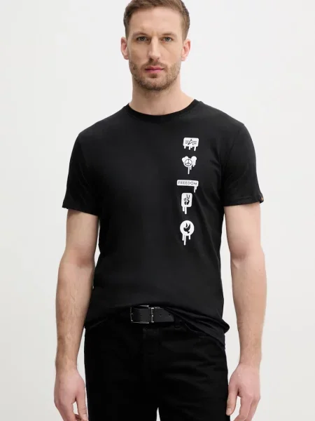 Тениска Alpha Industries Freedom T с принт черно