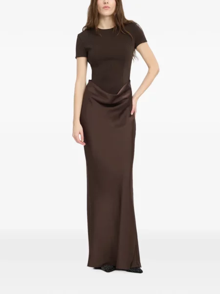 Rochie maxi Rotate Birger Christensen drapată maro