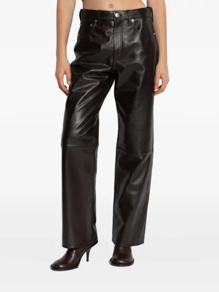 Pantaloni Rag & Bone din piele maro