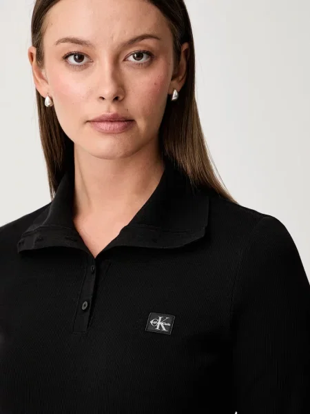 Calvin Klein Jeans блуза с дълги ръкави дамска от с черно