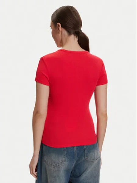 Tommy Jeans osnovna kratka majica z elastanom rdeča