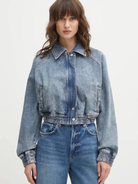 Hugo Blue geacă jeans Gibiusa_B de tranziție albastru