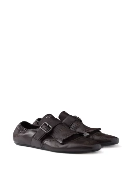 Pantofi monk Prada cu franjuri maro