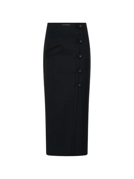 Fustă Anna Quan cu buzunare cu nasturi negru