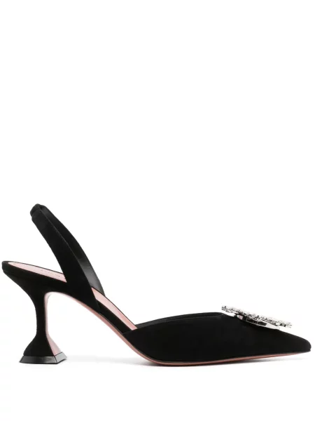 Pantofi cu toc Amina Muaddi din satin de cristal negru