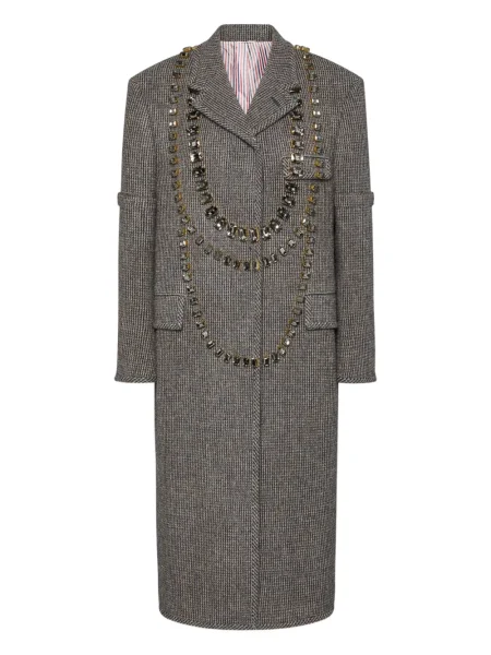 Palton Thom Browne în carouri de cristal gri