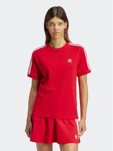 Ριγέ μπλούζα Adidas Originals κόκκινο