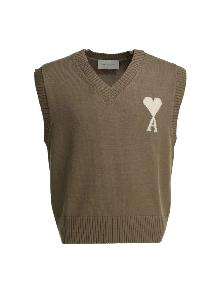 Sweter Ami Paris brązowy
