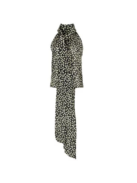 Top Francoise Pinton - Paris cu buline cu imagine cu gât halter negru