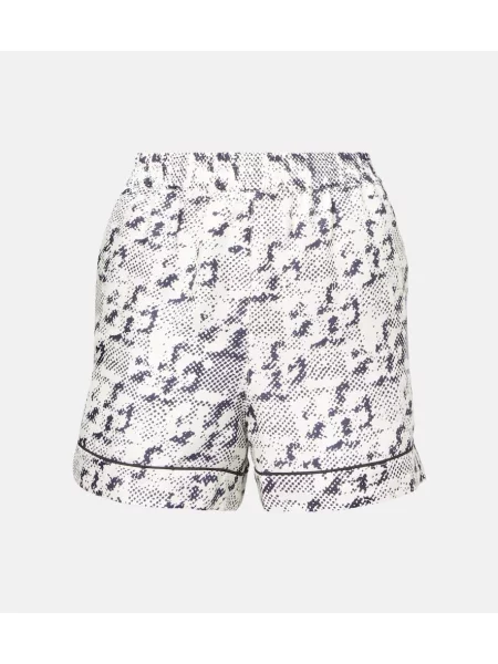 Pantaloni scurți Tory Burch de mătase alb