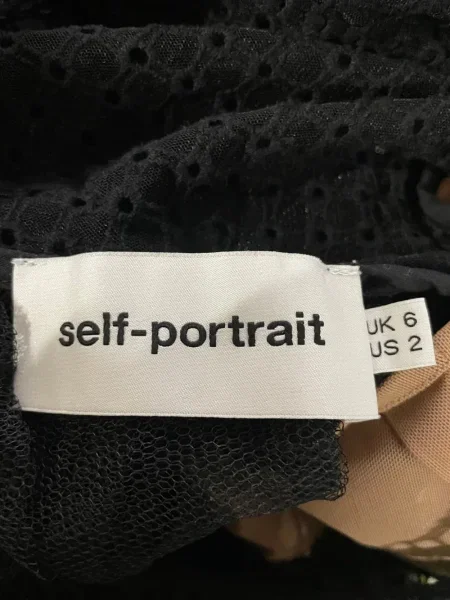 Cu peplum bluză Self-portrait din dantelă negru