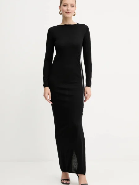 Liviana Conti rochie din lână maxi mulata negru