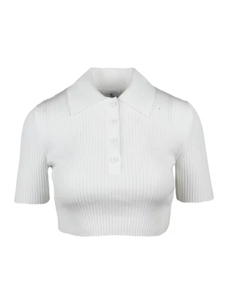 Dzianinowy krótki sweter Courreges biały
