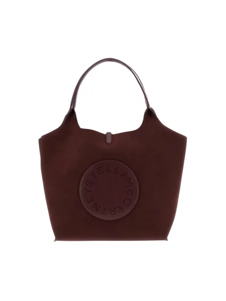 Shopperka Stella Mccartney zamszowa z logo brązowa