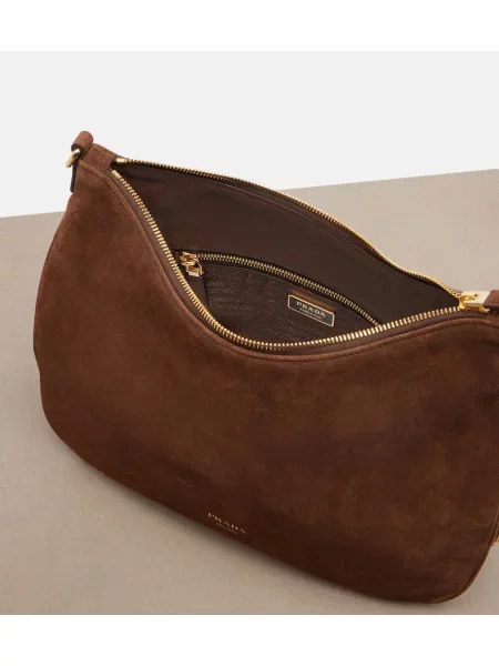 Geantă Prada din piele de căprioară mari maro
